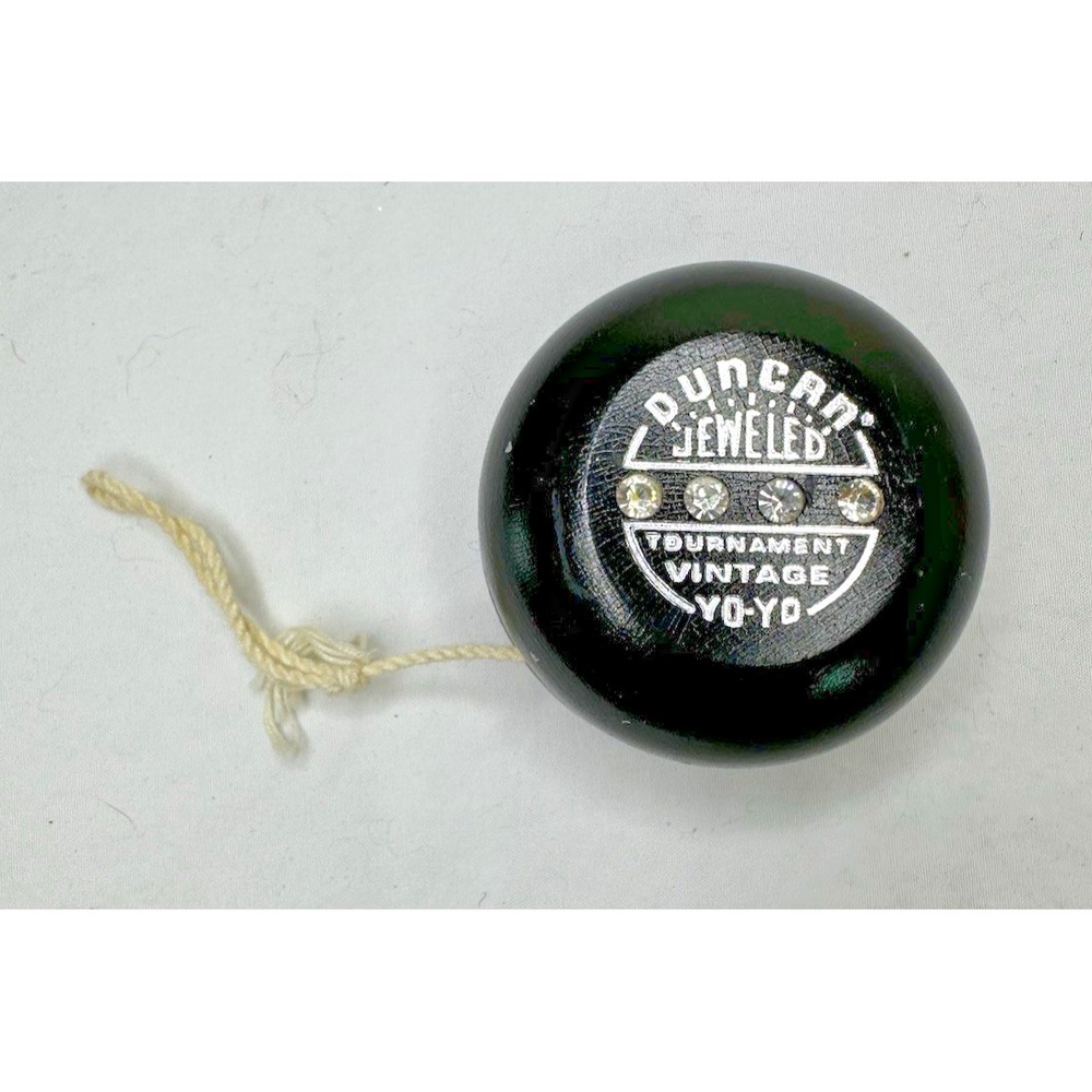 Duncan Super Wooden Black Slight Wear Jeweled Tournament YoYo Tops 70's Repro